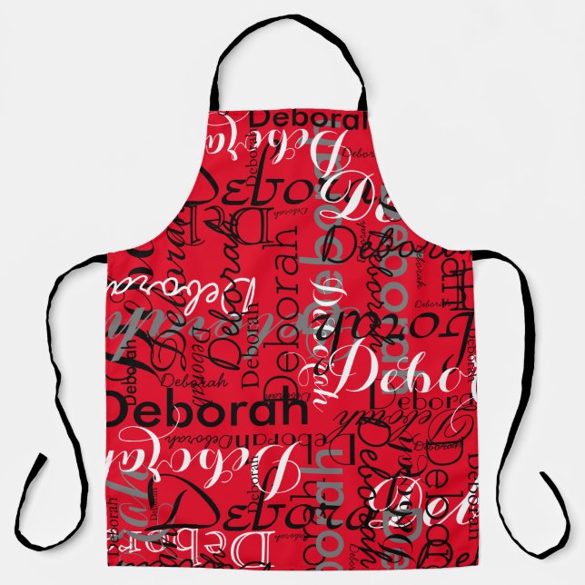 Tablier Créer une typographie de nom personnalisée rouge (Recto)