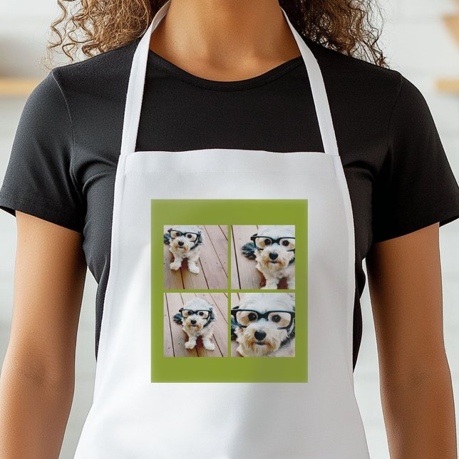 Tablier Créez votre propre Instagram Collage Pistachio 4 p (Personalized Kitchen Apron)