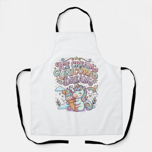 Tablier Crème Glacée Licorne Rêve de Licorne Typographie D