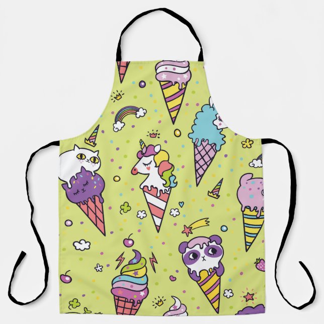 Tablier Crème glacée Pop Cute : Motif animal (Recto)