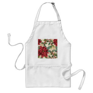 Tablier Crème verte rouge Retro les années 50 Poinsettia