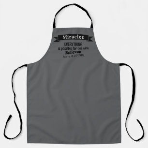 Tablier Croire en Miracles Bible Verse Grey Christian
