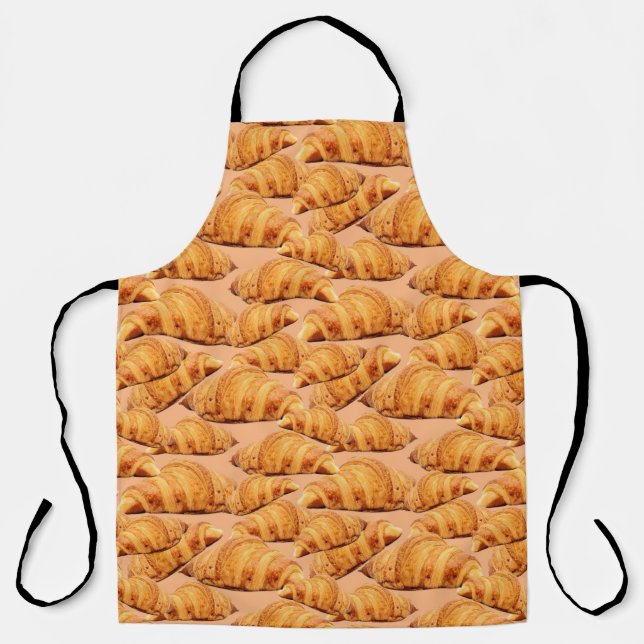 Tablier croissant d'or, motif sans couture de boulangerie. (Recto)