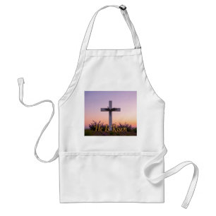 Tablier Croix blanche minimaliste ornée de lavande