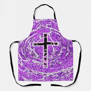 TABLIER CROIX NOIRE ET ROSE AVEC ARRIÈRE - PLAN VIOLET