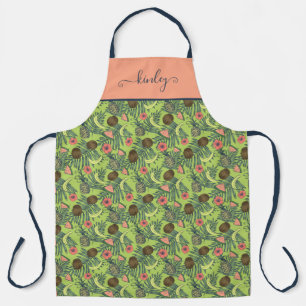 Tablier Croquis de fruits tropicaux sur le Motif vert