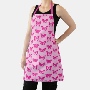 Tablier Croquis papillon, Fuchsia et rose pâle