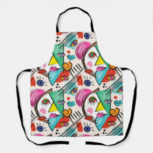 Tablier Cubisme moderne Artsy Abstrait Femme Visages Art