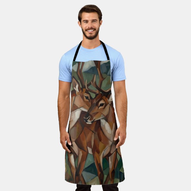 Tablier Cubist Expressionst Style Reindeer Apron (Porté)