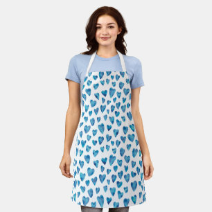 Tablier Cue bleu coeur amour motif