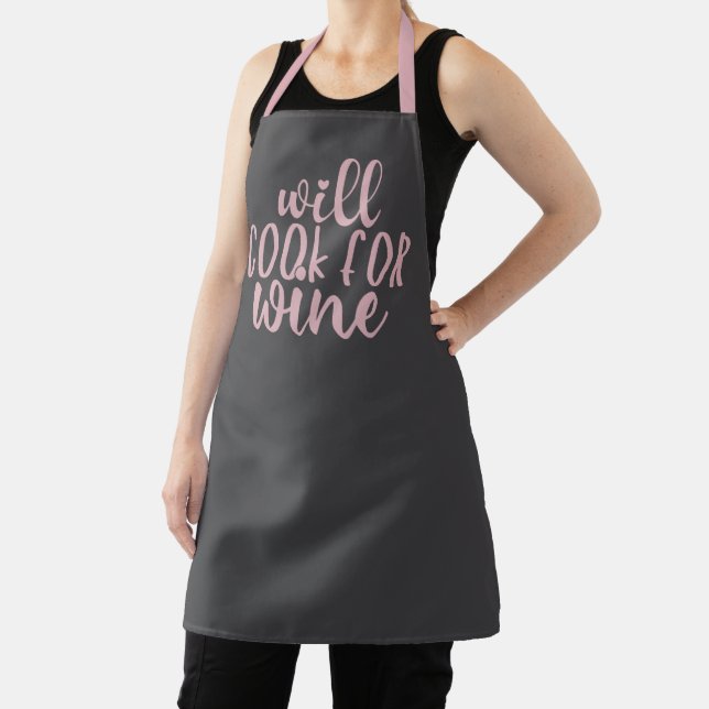 Tablier Cuire au vin | Citation de boisson grise et rose (Insitu)