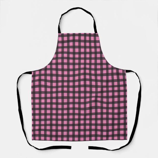 Tablier Cuisine à plat de buffle rose et noir (Recto)