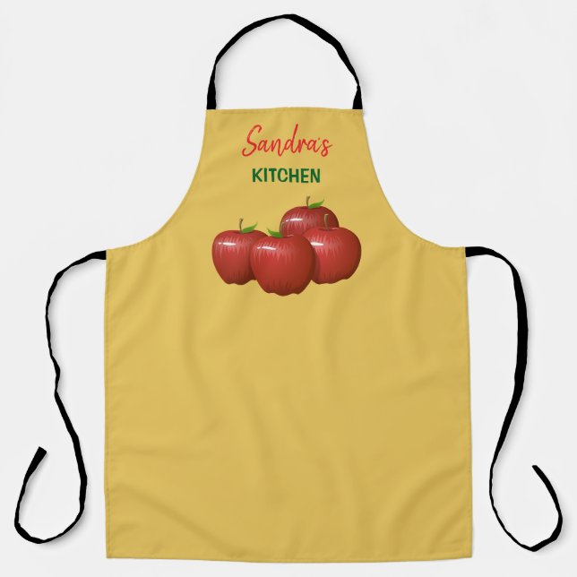 Tablier Cuisine à thème Pomme rouge personnalisée (Recto)