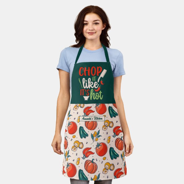 Tablier Cuisine amusante Chop Comme c'est Motif de légumes (Porté)