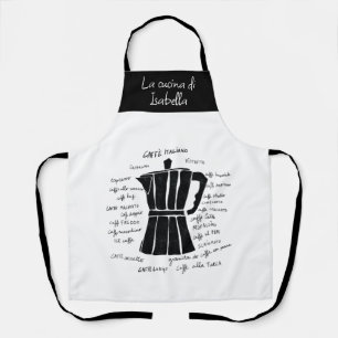 Tablier Cuisine art Italien Espresso café noir