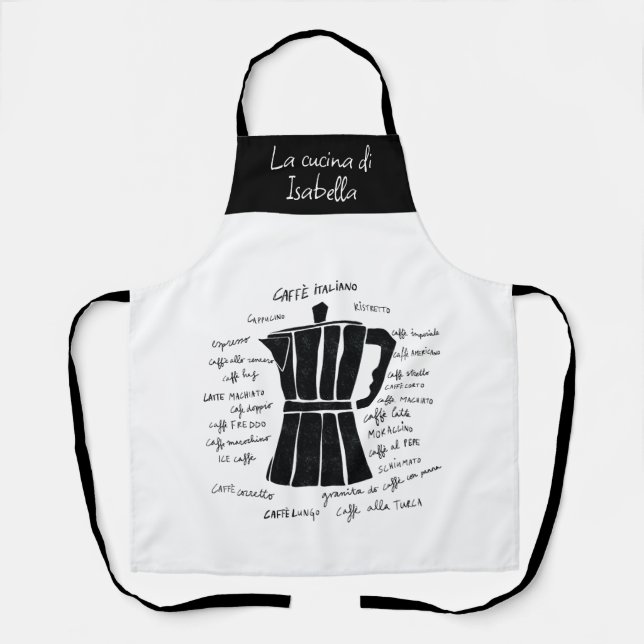 Tablier Cuisine art Italien Espresso café noir (Recto)