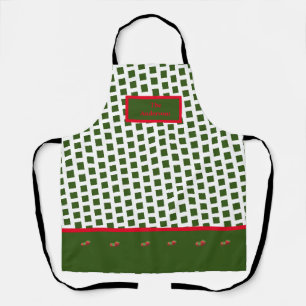Tablier Cuisine aux fraises à carreaux vert et blanc