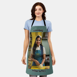 Tablier Cuisine Avec Amour Bleu Adulte Apron