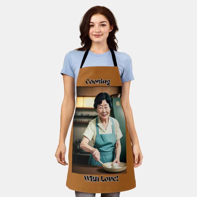 Tablier Cuisine Avec Amour Orange Adulte Apron (Porté)