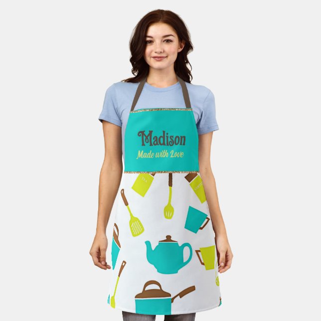 Tablier Cuisine avec MODÈLE Amour, (Porté)