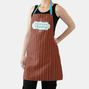 Tablier Cuisine chocolatée à rayure turquoise