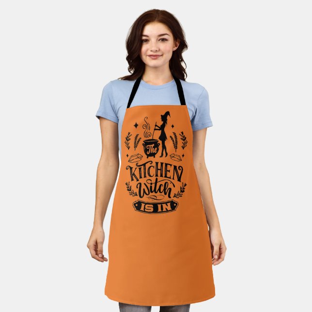 Tablier Cuisine cool sorcière art mot Halloween (Porté)