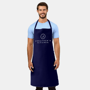 Tablier Cuisine Cuisine simple Marine & Monogramme blanc