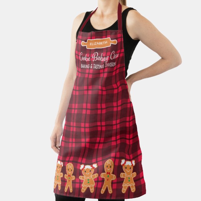 Tablier Cuisine de biscuits Plaid pain d'épices Monogramme (Insitu)