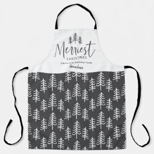 Tablier Cuisine de famille de Noël monochrome moderne