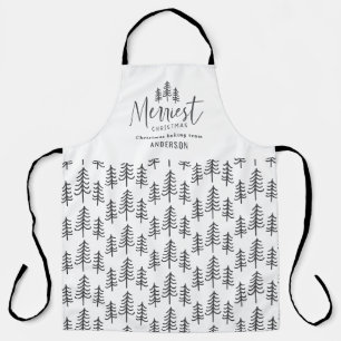 Tablier Cuisine de famille de Noël monochrome moderne