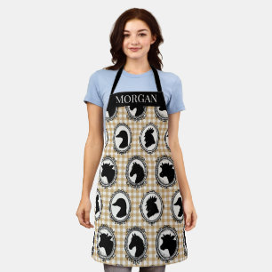 Tablier Cuisine de ferme rustique Barnyard Gingham noir et