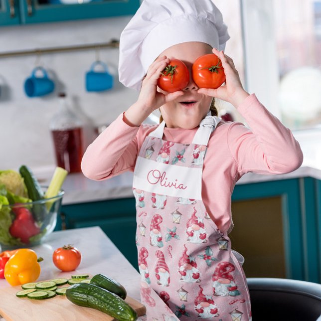 Tablier Cuisine de Noël Gnome Fête Nom personnalisé (Créateur téléchargé)