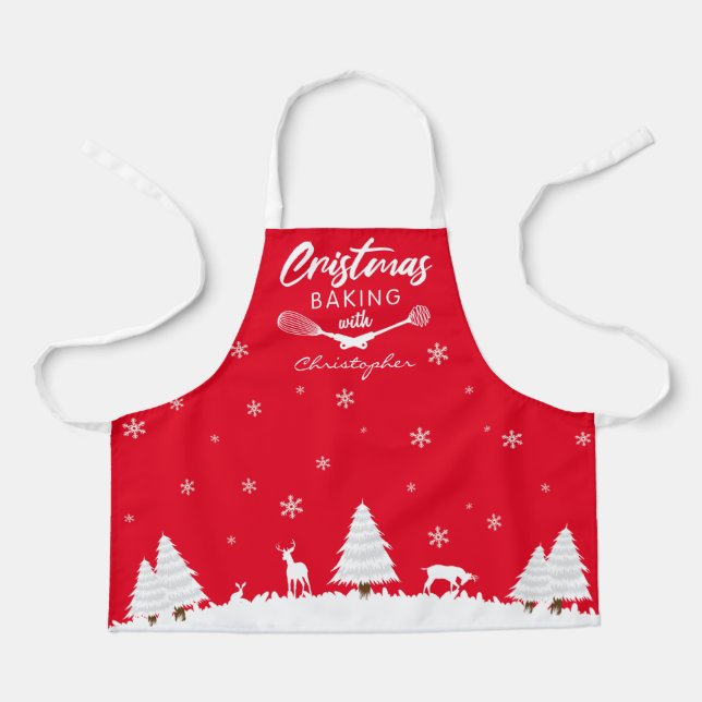 Tablier Cuisine de Noël personnalisée avec (votre nom) Apr (Recto)