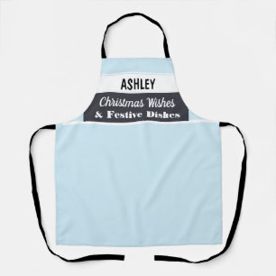 Tablier Cuisine de Noël personnalisée Cuisine bleu clair