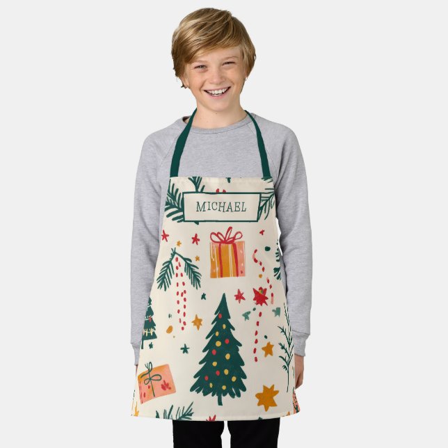 Tablier Cuisine de Noël personnalisée pour enfants (Porté)