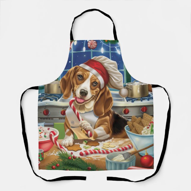 Tablier Cuisine de vacances beagle : Noël festif (Recto)