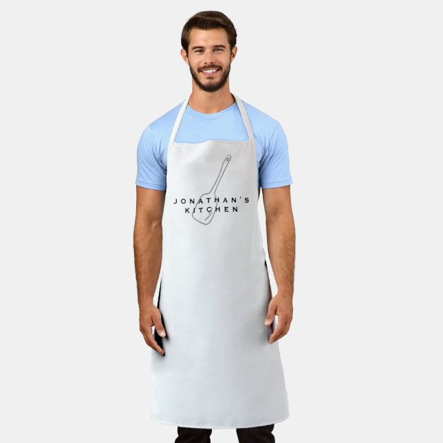 Tablier Cuisine du chef Simple Spatule noir et blanc (Porté)