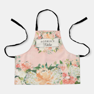 Tablier Cuisine Fleurie Pêche Personnalisée