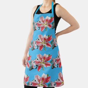 Tablier Cuisine fleurie rouge Lily Bleu Shabby Apron