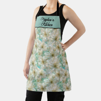 Tablier Cuisine florale de luxe verte époustouflante