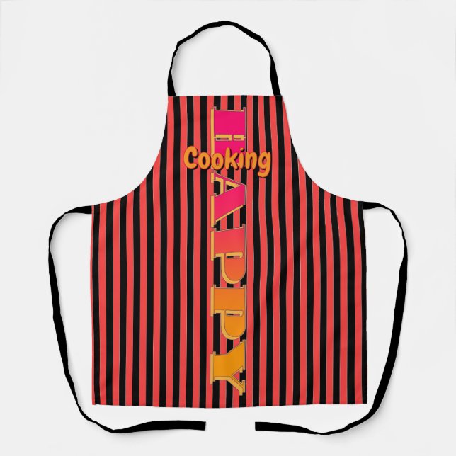 Tablier Cuisine Heureuse Rayure Rouge Noir (Recto)