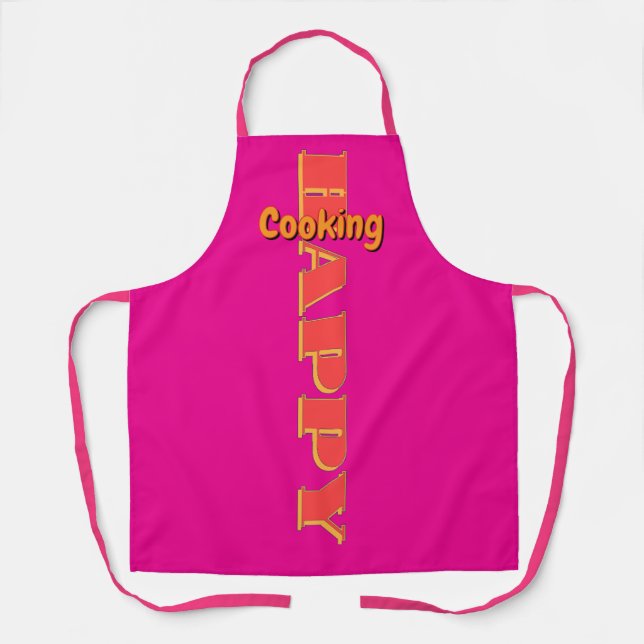 Tablier Cuisine heureuse rose vif (Recto)