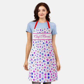 Tablier Cuisine motif pois colorée personnalisée