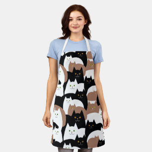 Tablier Cuisine noire Brown et blanche Motif de chats