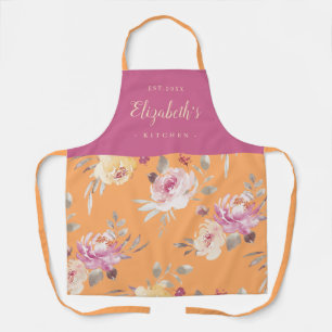 Tablier Cuisine personnalisée à motif floral abstrait ro