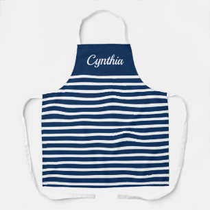 Tablier Cuisine personnalisée à rayures bleues et blanch