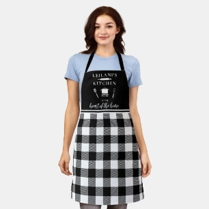 Tablier Cuisine personnalisée Coeur Accueil Buffle Plaid 