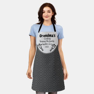 Tablier Cuisine personnalisée de grand-mère Noir À damiers