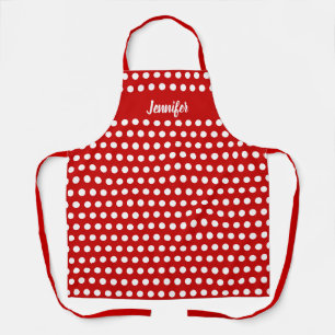 Tablier Cuisine personnalisée pour femmes Polka rouge et 