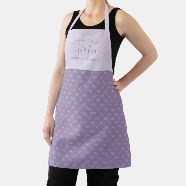 Tablier Cuisine personnalisée violette simple Bow (Insitu)